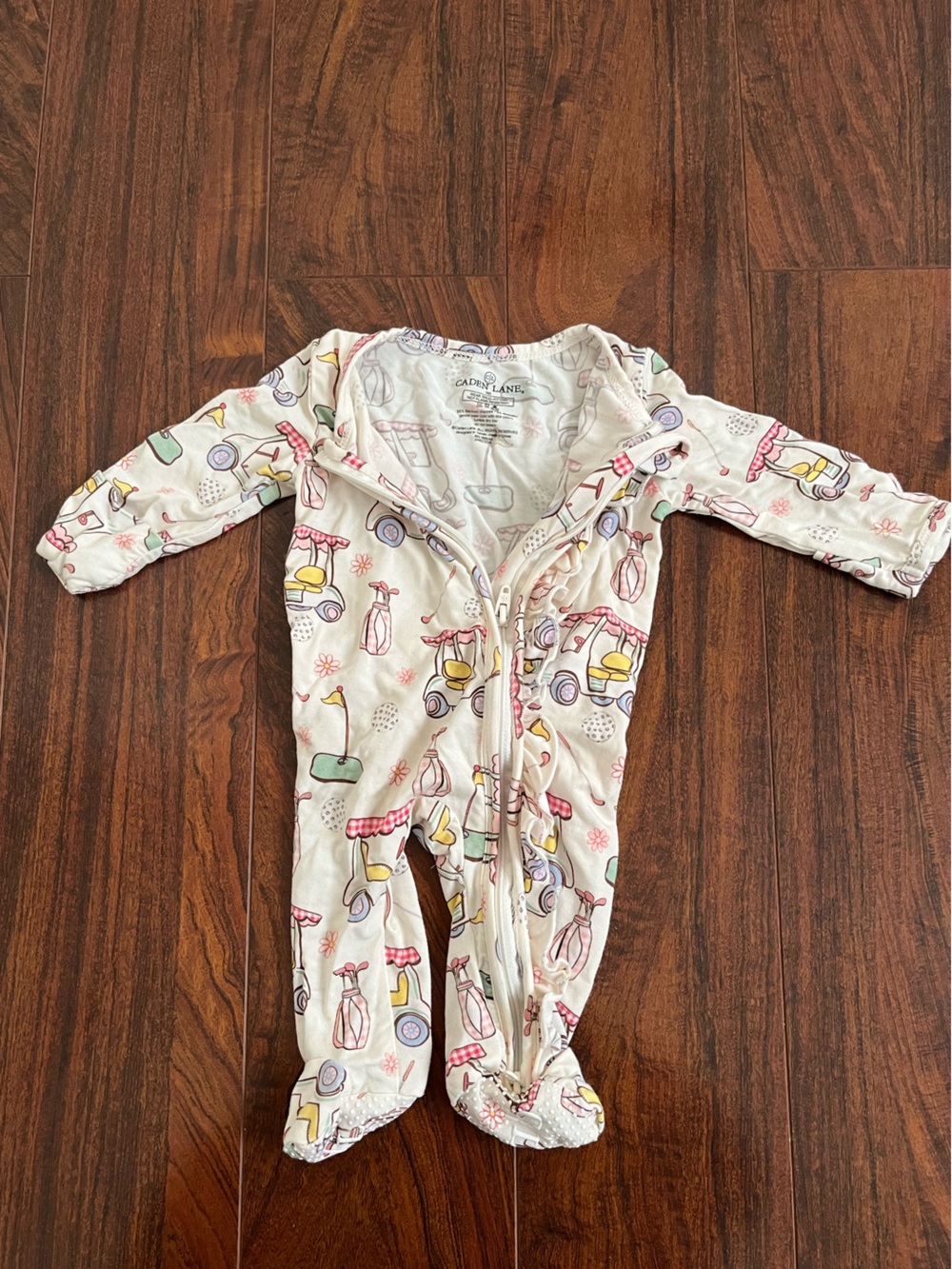 Caden Lane Pink and Gray Golf Footed Sleeper